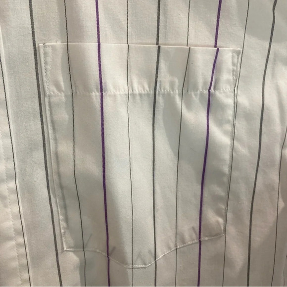 CHRISTIAN DIOR Sz 15-33 Purple Grey Stripe Cotton Blend Vintage Button Up Shirt - Picture 3 of 6